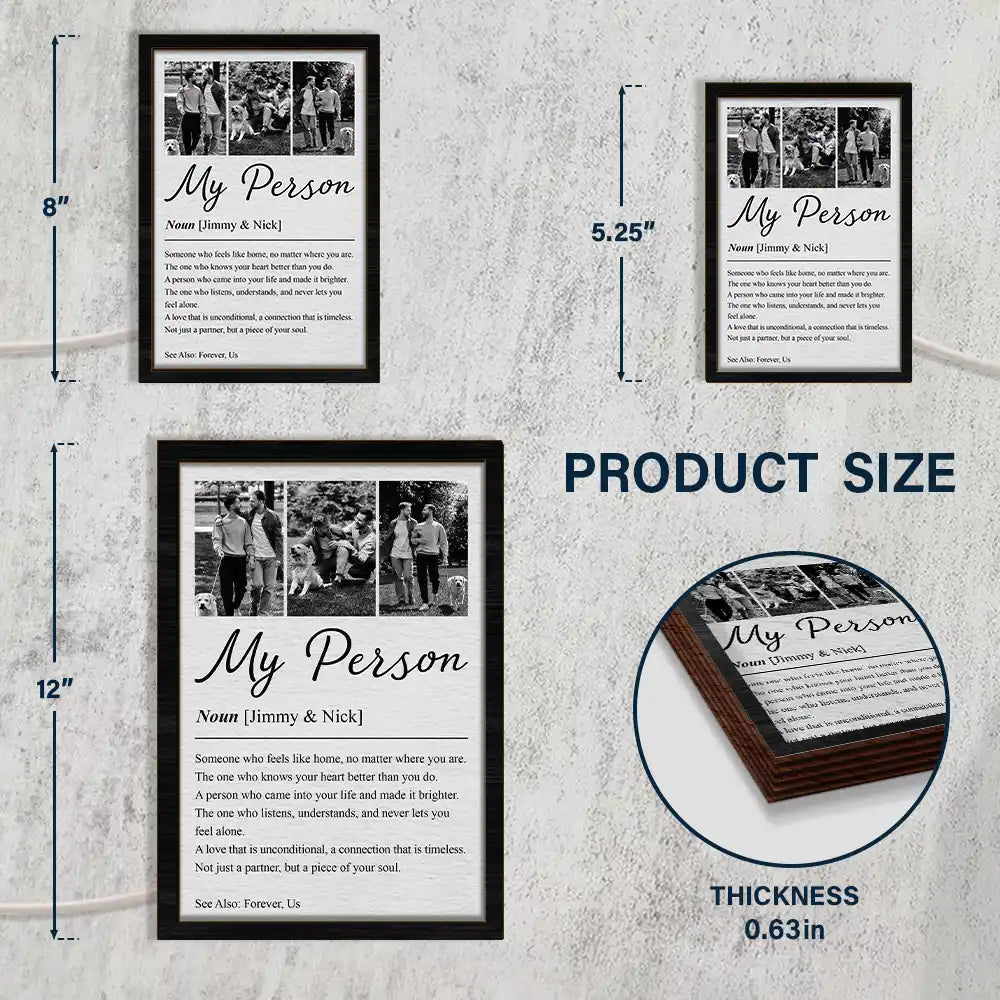Custom Photo Couple My Person Definition - Personalized LED Light Wooden Plaque