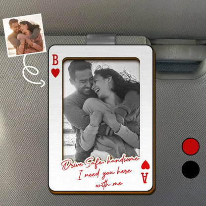 Custom Photo Drive Safe Handsome Playing Card - Personalized Custom Shaped Car Visor Clip