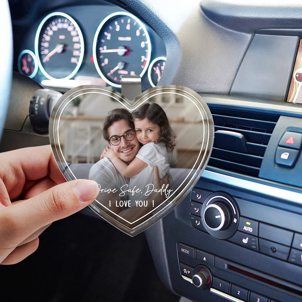 Custom Photo Drive Safe We Love You Lovely Family - Personalized Custom Shaped Acrylic Car Visor Clip