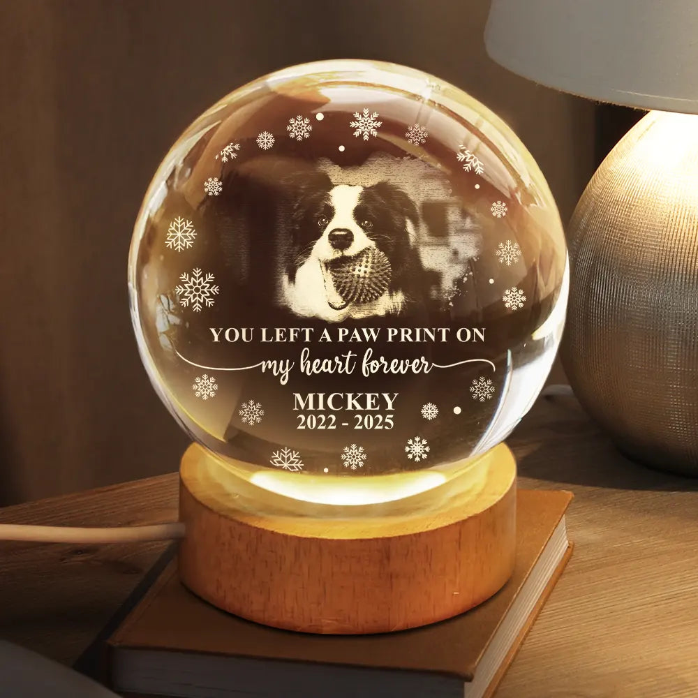 Custom Photo Forever Loved Memorial Dog Cat - Personalized Crystal Globe Lamp