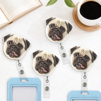 Custom Photo Funny Dog Cat Person Face - Personalized Badge Reel