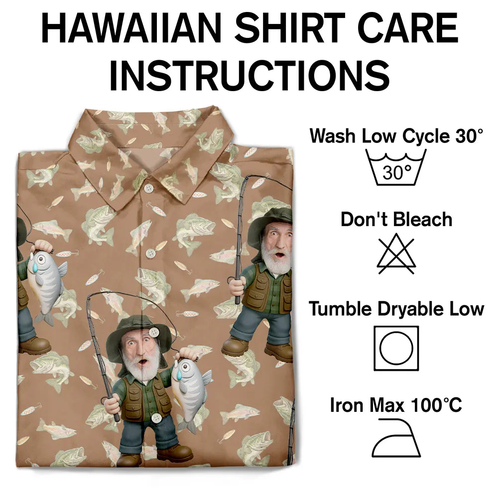 Custom Photo Funny Face Cut Fishing Man - Personalized Hawaiian Shirt