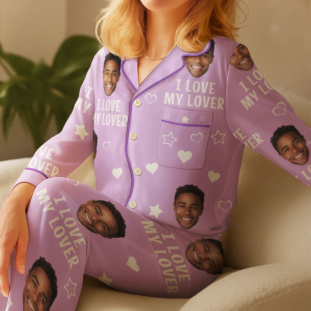 Custom Photo Funny I Love My Wife Husband - Personalized Satin Pajama Set