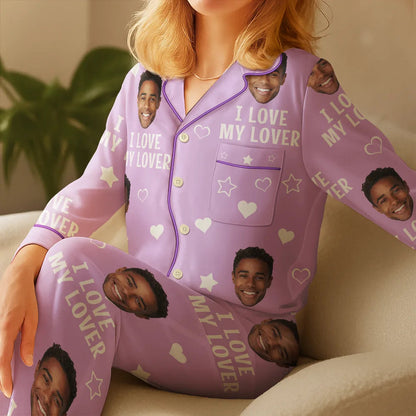 Custom Photo Funny I Love My Wife Husband - Personalized Satin Pajama Set