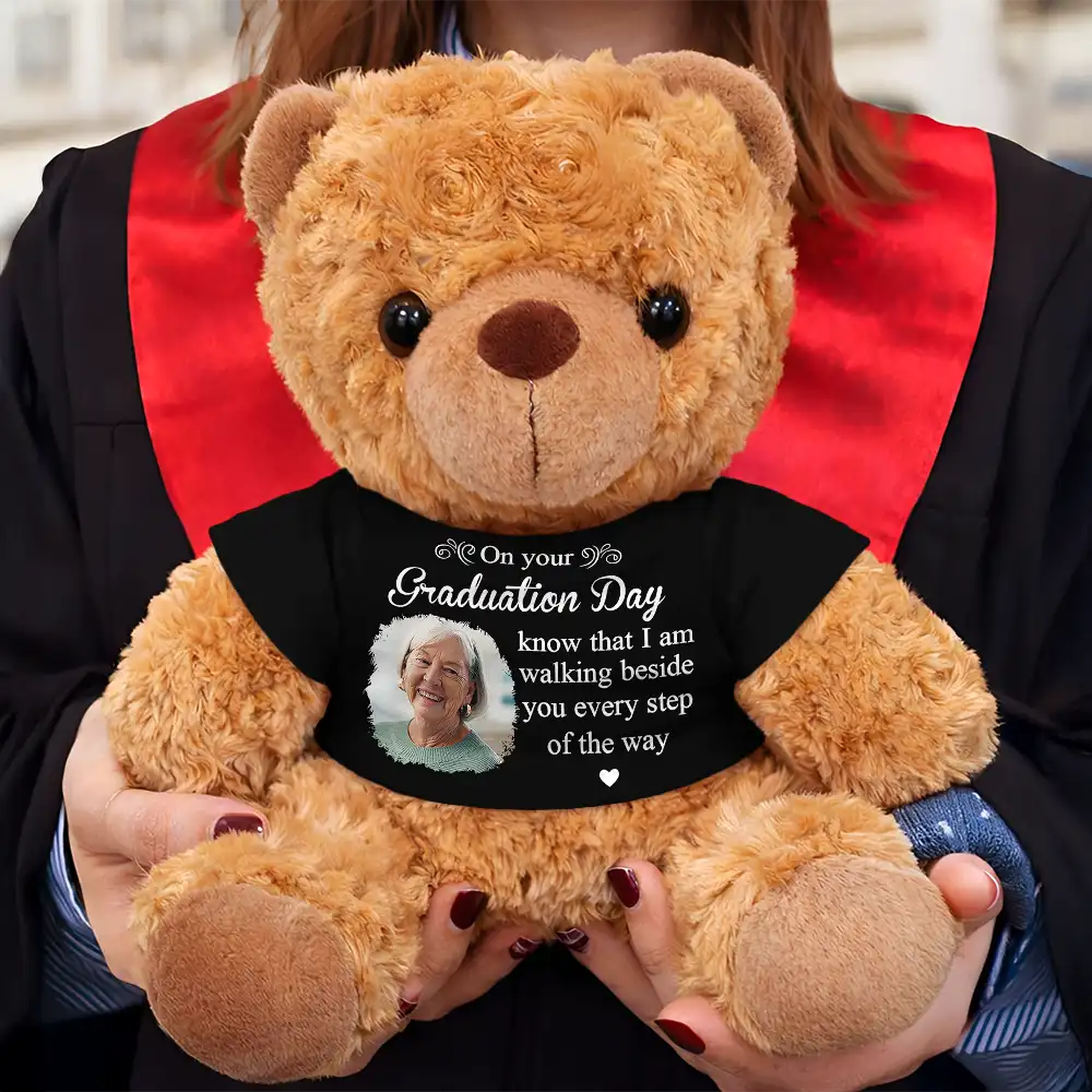 Custom Photo Graduation Walking Beside You Memorial - Personalized Teddy Bear
