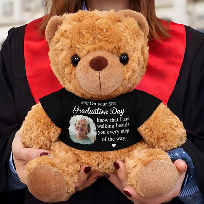 Custom Photo Graduation Walking Beside You Memorial - Personalized Teddy Bear