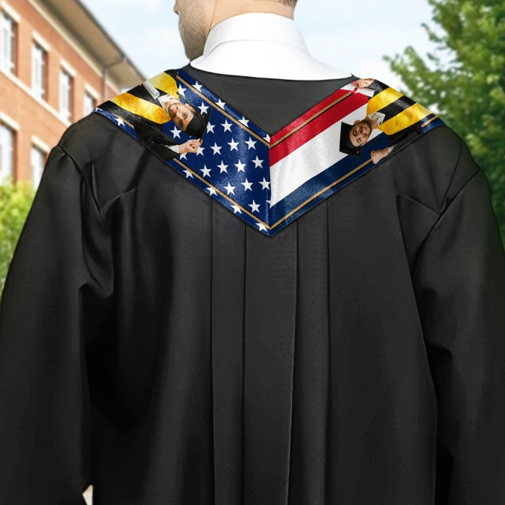 Custom Photo Half and Half Flag Graduation - Personalized Stoles