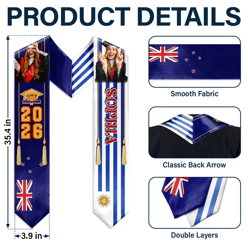 Custom Photo Half and Half Flag Graduation - Personalized Stoles