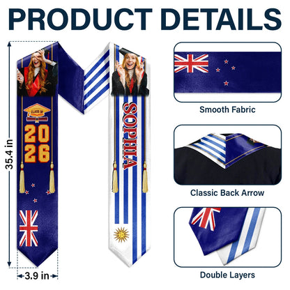 Custom Photo Half and Half Flag Graduation - Personalized Stoles