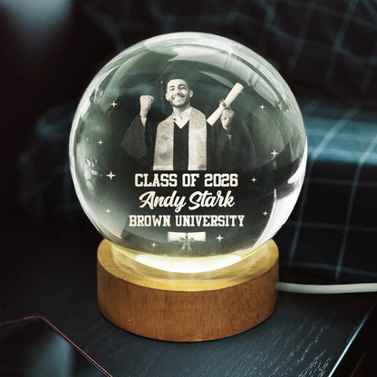 Custom Photo Happy Graduation - Personalized Crystal Globe Lamp