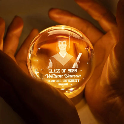 Custom Photo Happy Graduation - Personalized Crystal Globe Lamp