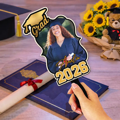 Custom Photo Happy Graduation - Personalized Graduation Handheld Fan