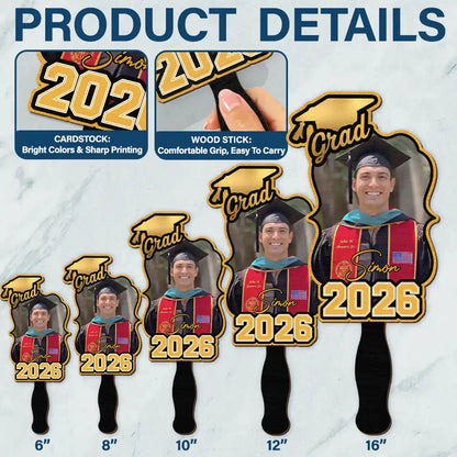 Custom Photo Happy Graduation - Personalized Graduation Handheld Fan