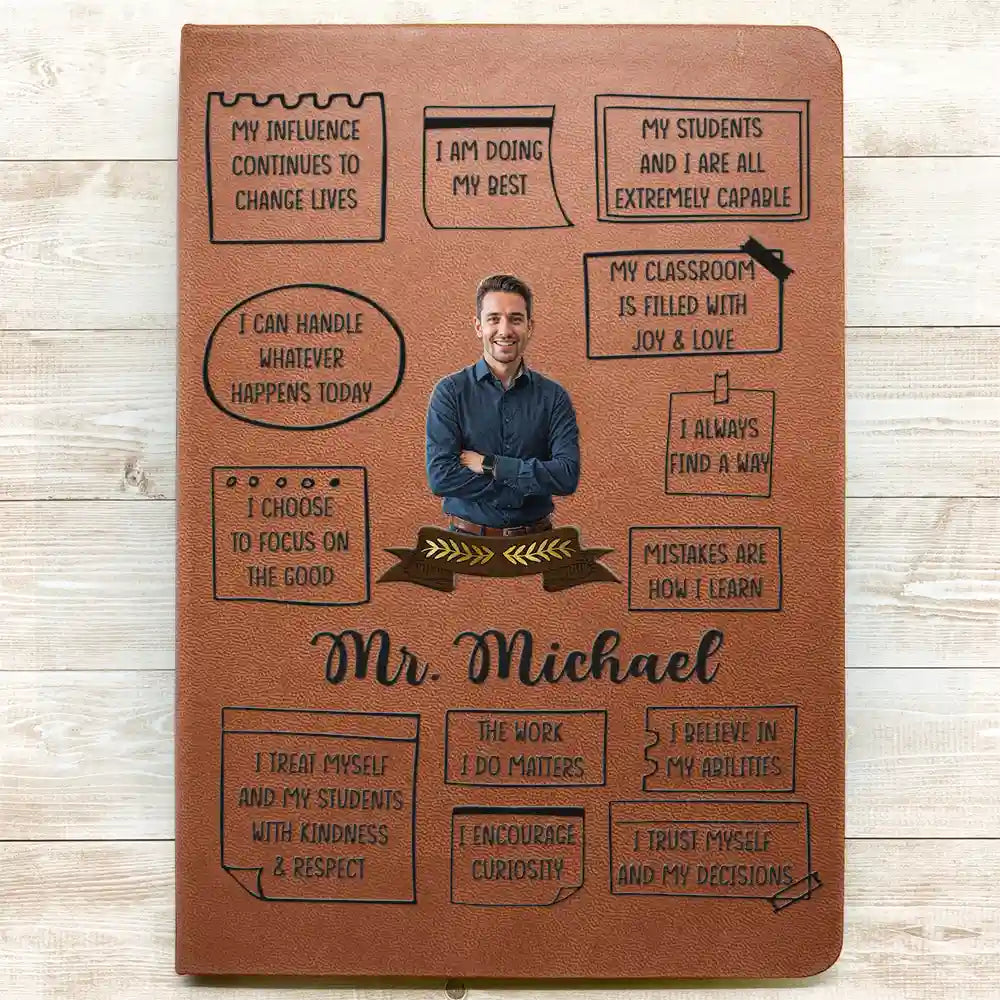 Custom Photo I Am Proud To Be A Teacher - Personalized Leather Journal