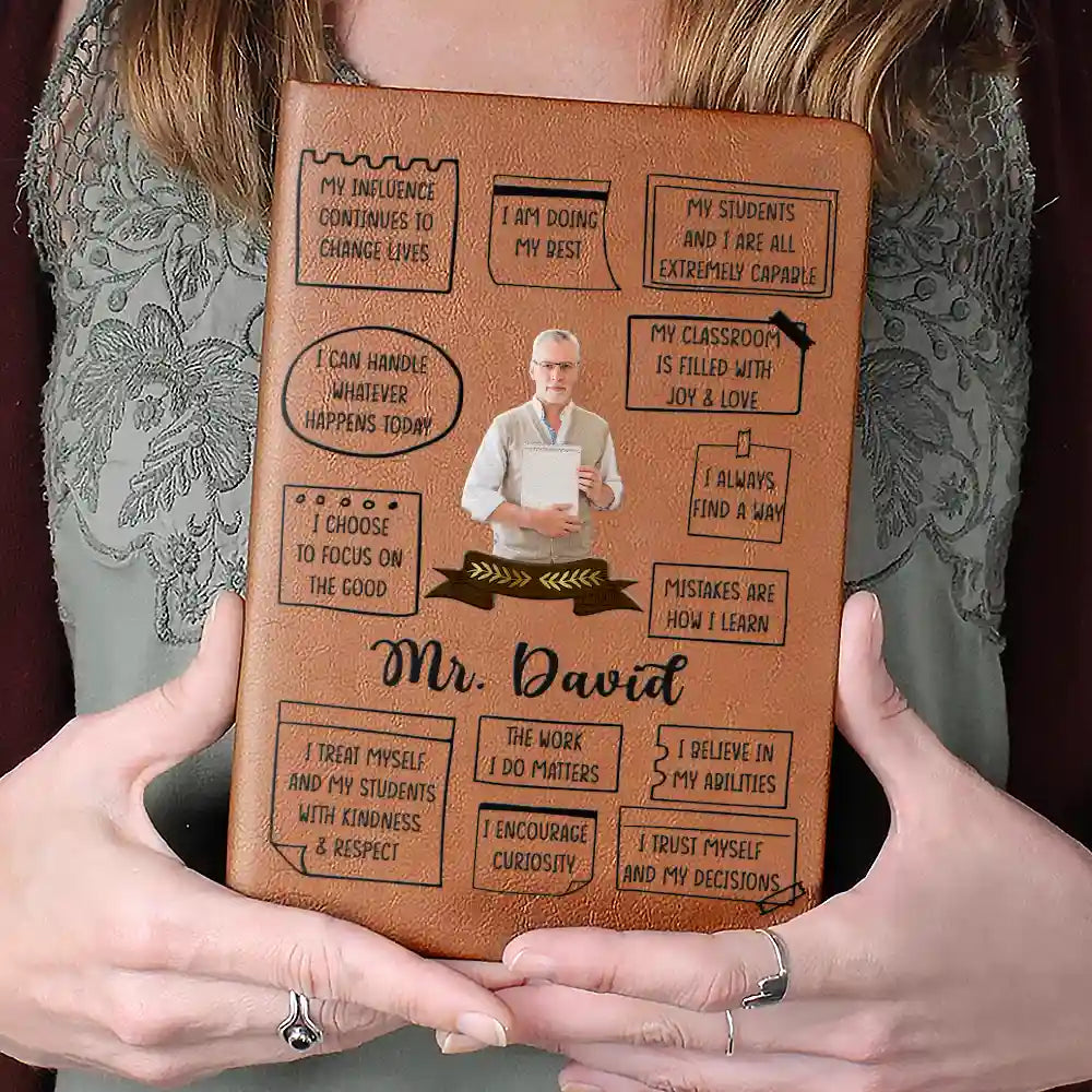 Custom Photo I Am Proud To Be A Teacher - Personalized Leather Journal