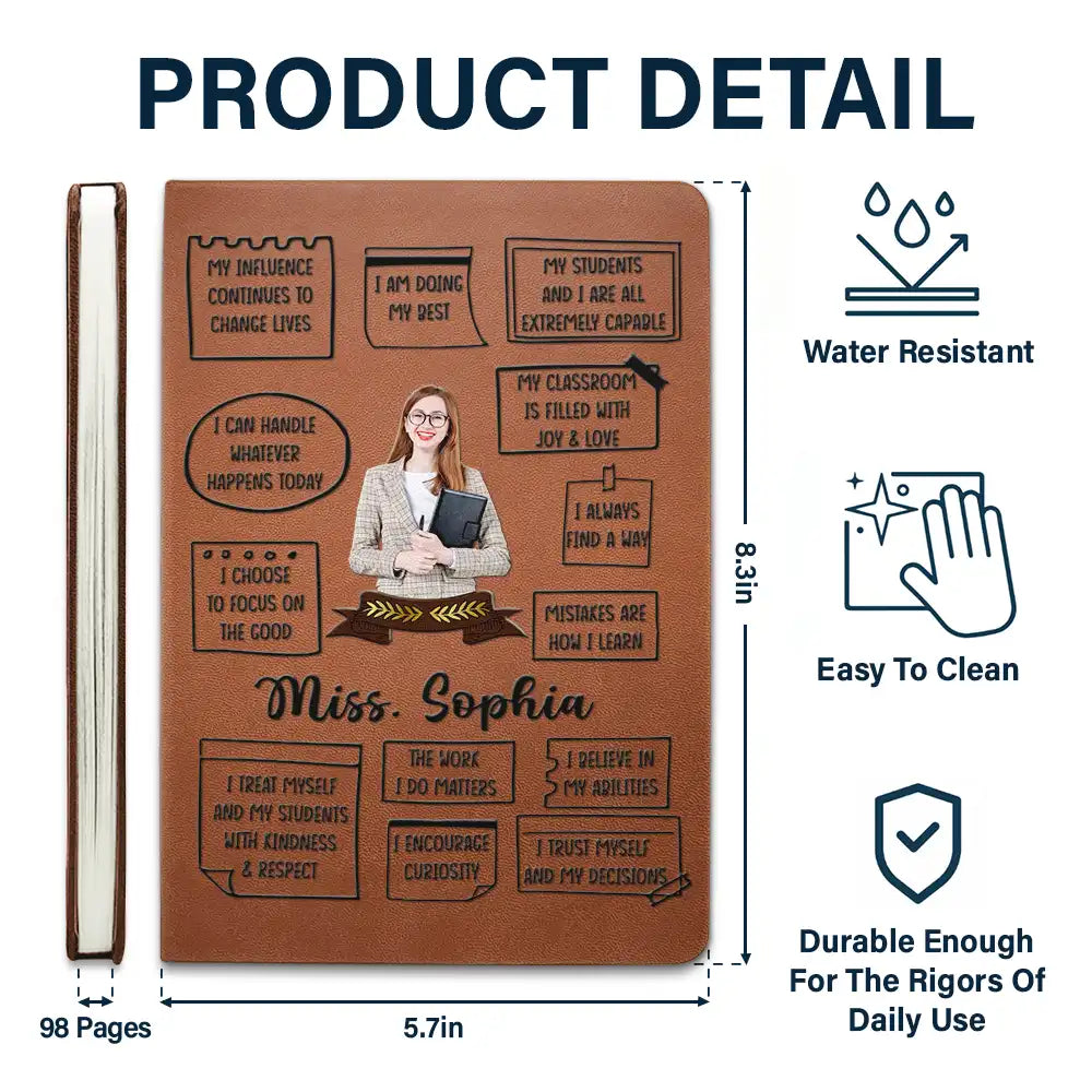 Custom Photo I Am Proud To Be A Teacher - Personalized Leather Journal