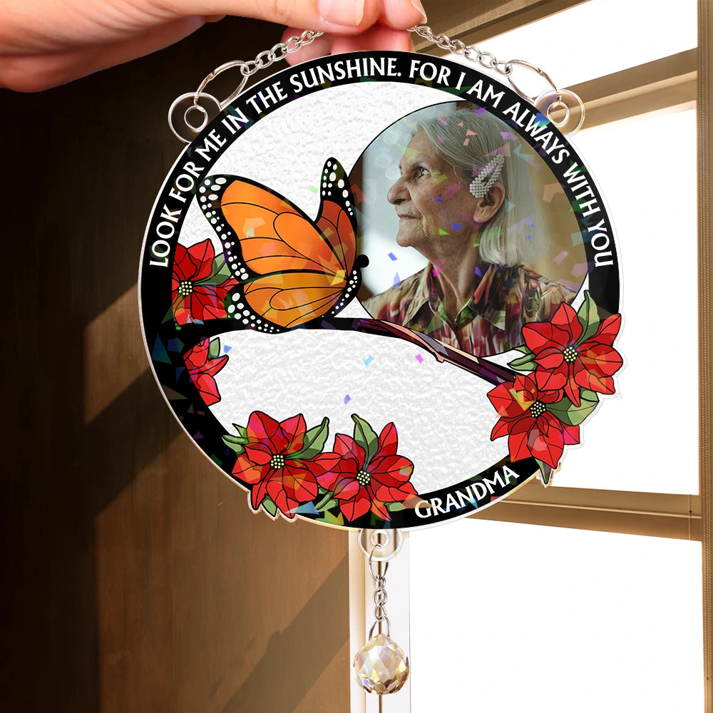 Custom Photo Look For Me In The Sunshine - Personalized Rainbow Suncatcher With Crystal Ball Prism