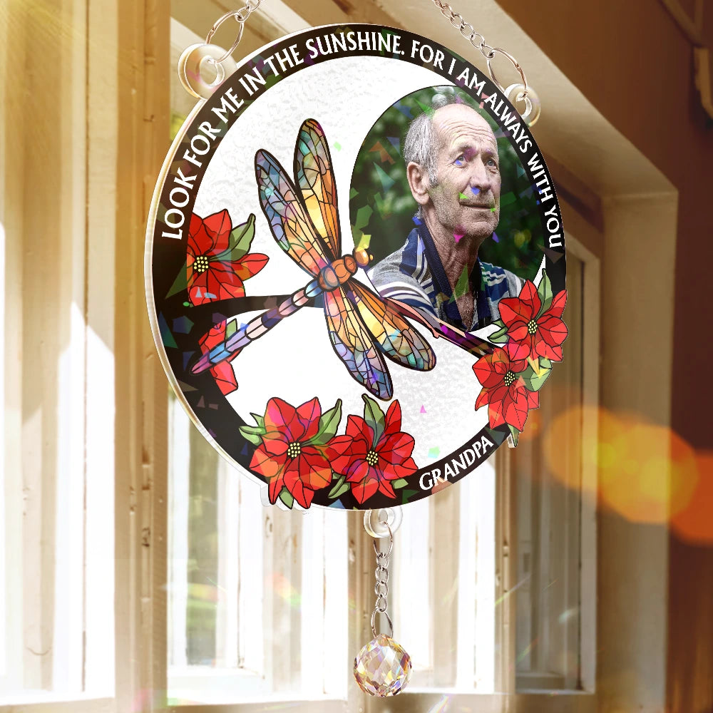 Custom Photo Look For Me In The Sunshine - Personalized Rainbow Suncatcher With Crystal Ball Prism
