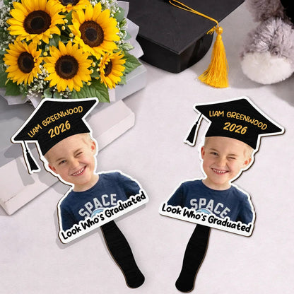 Custom Photo Look Who's Graduated - Personalized Graduation Handheld Fan