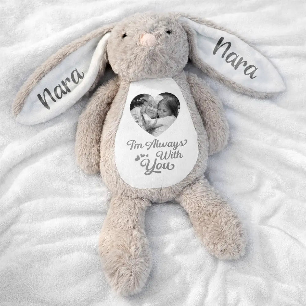Custom Photo Memorial A Cuddle From Heaven - Personalized Soft Toy Bunny