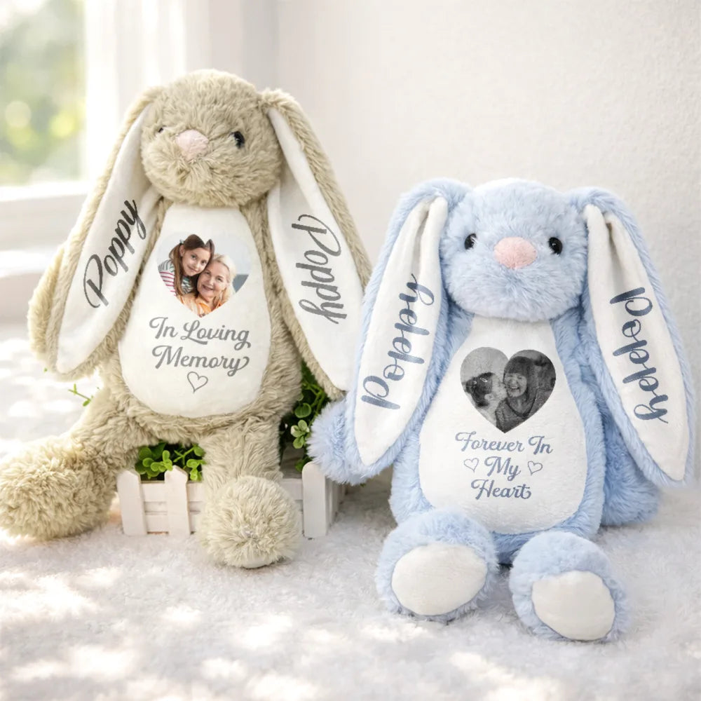 Custom Photo Memorial A Cuddle From Heaven - Personalized Soft Toy Bunny