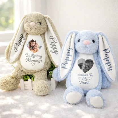 Custom Photo Memorial A Cuddle From Heaven - Personalized Soft Toy Bunny
