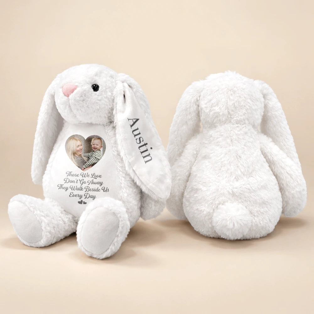 Custom Photo Memorial A Cuddle From Heaven - Personalized Soft Toy Bunny