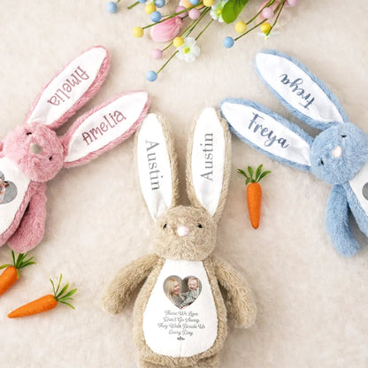 Custom Photo Memorial A Cuddle From Heaven - Personalized Soft Toy Bunny