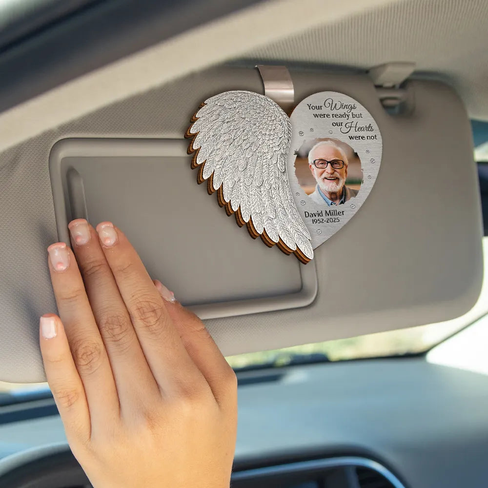 Custom Photo Memorial I'm Always With You Angel Wings - Personalized Custom Shaped Car Visor Clip