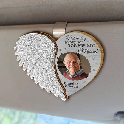Custom Photo Memorial I'm Always With You Angel Wings - Personalized Custom Shaped Car Visor Clip
