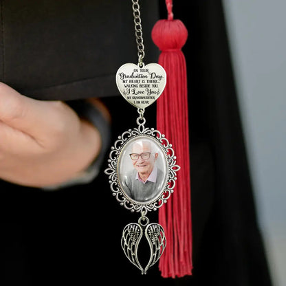 Custom Photo My Heart Is There - Personalized Graduation Tassel Charm