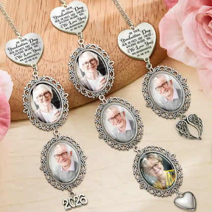 Custom Photo My Heart Is There - Personalized Graduation Tassel Charm