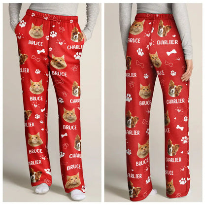 Custom Photo Paw Prints In My Heart Pet Mom Dad Dog Cat Lover - Personalized Pajama Pants