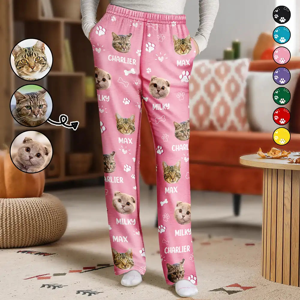 Custom Photo Paw Prints In My Heart Pet Mom Dad Dog Cat Lover - Personalized Pajama Pants