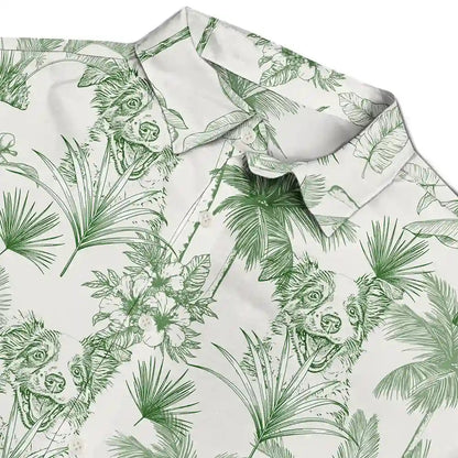 Custom Photo Pencil Drawing Toile De Jouy Pattern Family Pet - Personalized Hawaiian Shirt