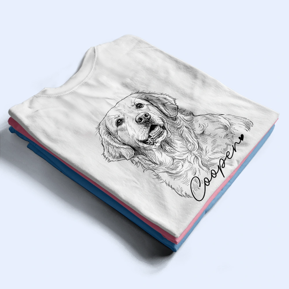 Custom Photo Pencil Sketch Dog Mom Dog Dad Hand Punch - Personalized T Shirt