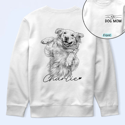 Custom Photo Pencil Sketch Dog Mom Dog Dad Hand Punch - Personalized T Shirt