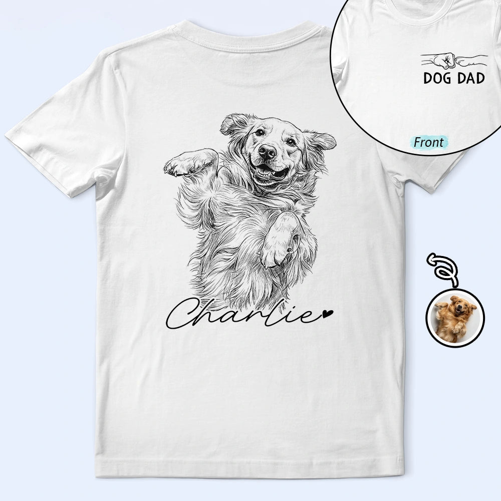 Custom Photo Pencil Sketch Dog Mom Dog Dad Hand Punch - Personalized T Shirt