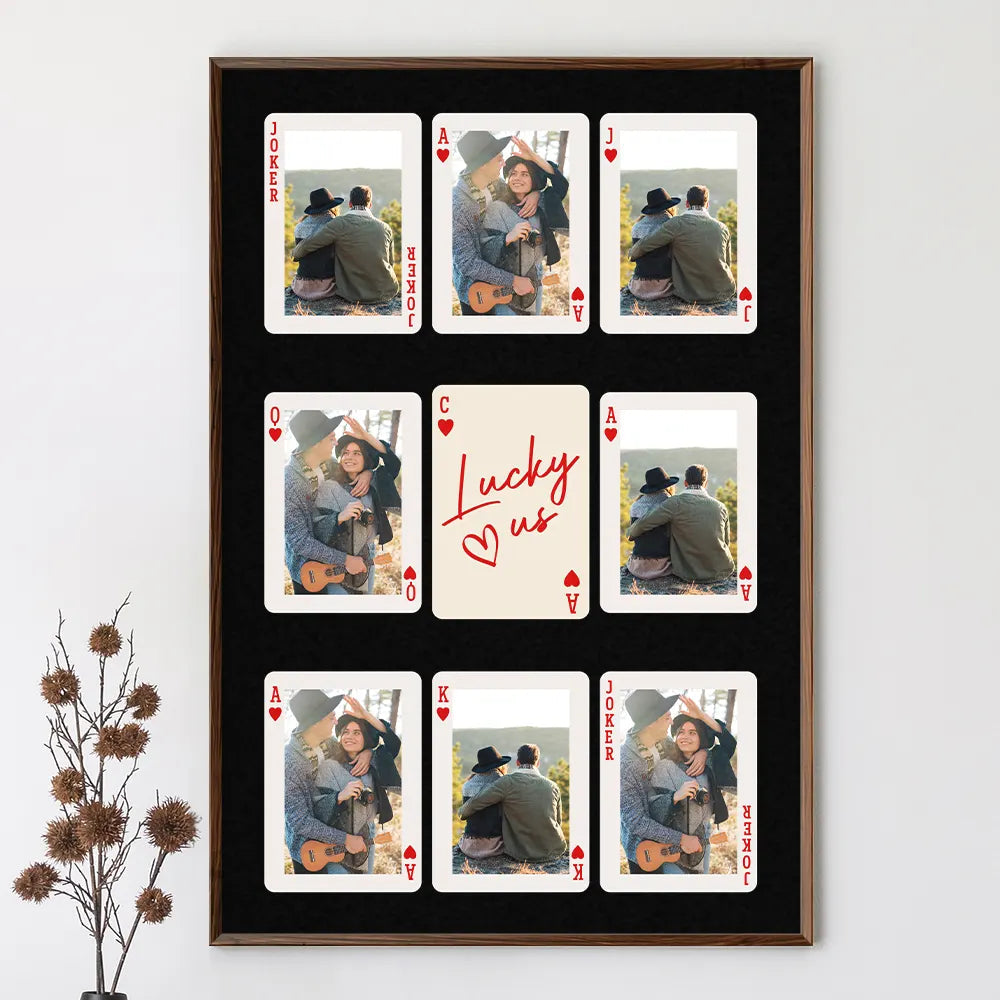 Custom Photo Playing Card Couple Lucky In Love - Personalized Poster