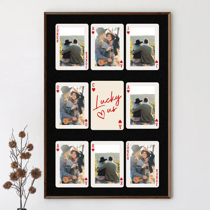 Custom Photo Playing Card Couple Lucky In Love - Personalized Poster