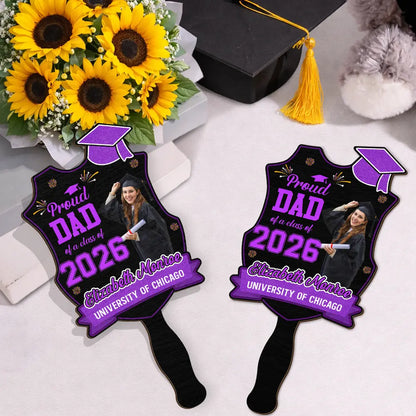 Custom Photo Proud Dad Mom Sister Bestie Graduation - Personalized Graduation Handheld Fan