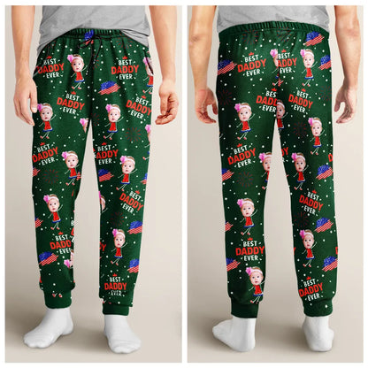 Custom Photo Stars And Stripes Best Dad Grandpa Ever - Personalized Pajama Pants