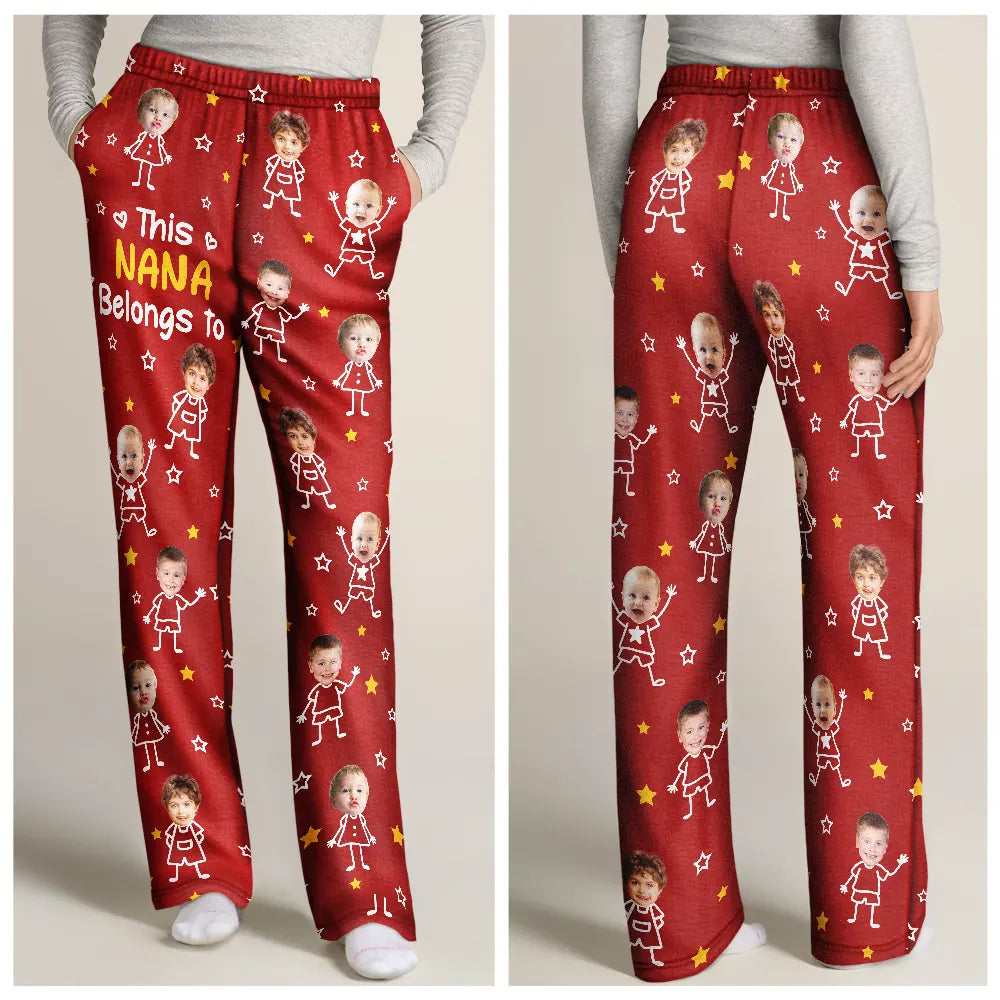 Custom Photo This Grandpa Grandma Belongs To Kids Pet - Personalized Pajama Pants