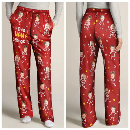 Custom Photo This Grandpa Grandma Belongs To Kids Pet - Personalized Pajama Pants