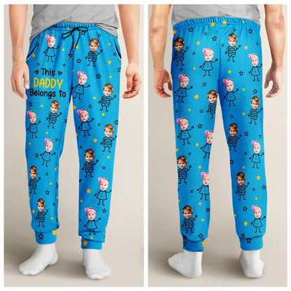 Custom Photo This Grandpa Grandma Belongs To Kids Pet - Personalized Pajama Pants