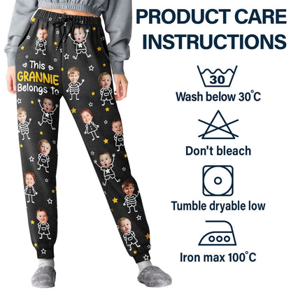 Custom Photo This Grandpa Grandma Belongs To Kids Pet - Personalized Pajama Pants