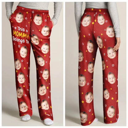 Custom Photo This Grandpa Grandma Belongs To Kids Pet Face - Personalized Pajama Pants