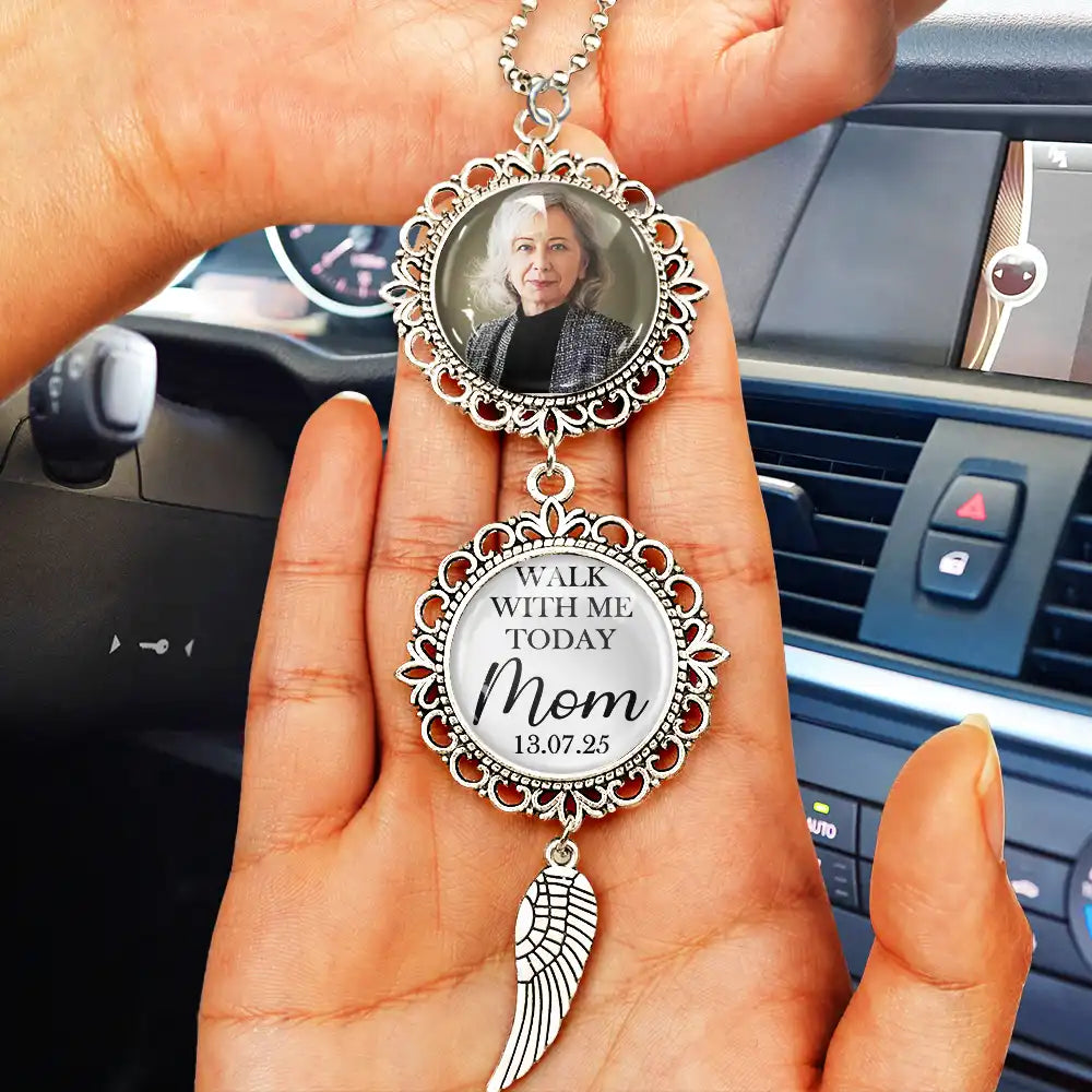 Custom Photo Walk With Me Today Dad Memorial Graduation - Personalized Photo Pendant Charm