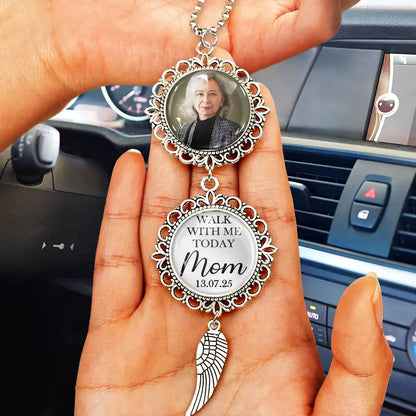Custom Photo Walk With Me Today Dad Memorial Graduation - Personalized Photo Pendant Charm