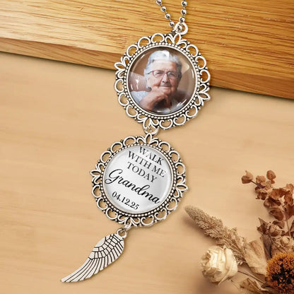 Custom Photo Walk With Me Today Dad Memorial Graduation - Personalized Photo Pendant Charm